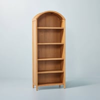 Hearth & Hand w/Magnolia Furniture Grooved Wood Arch Bookcase - Natural - Hearth & Hand™ with Magnolia: 5-Tier Farmhouse Style, Enclosed Back, Adjustable Shelves