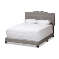 Queen Vivienne Modern and Contemporary Fabric Upholstered Bed Light Gray - Baxton Studio: Hardwood Frame, Polyester Fill