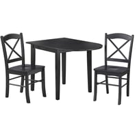 3pc Tiffany Extendable Dining Table Set Wood/Black - Buylateral: Mid-Century Modern, Hardwood Frame, Seats Up to 2