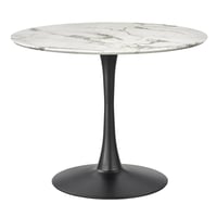 Kavitt Round Dining Table Marble/Black - Angelo:Home: Sleek 4-Seater, Faux Marble Top