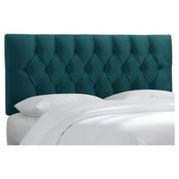 Skyline Furniture King Edwardian Tufted Headboard Velvet Mystere Peacock