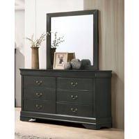 Sliver Dresser and Mirror Set Gray - HOMES: Inside + Out: Elegant Bedroom Furniture, 6 Drawers, Wood Veneer