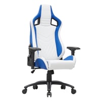 24/7 Shop At Home Quelman Adjustable Armrests Reclining Gaming Chair White/Blue: Ergonomic, Swivel, Faux Leather