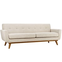 Modway Engage Upholstered Sofa Beige: Polyester Fabric, Wood Frame, Removable Cushions, Seats 3