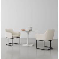 Set of 2 Serena Modern Leatherette Upholstered Dining Armchairs Cream - Manhattan Comfort