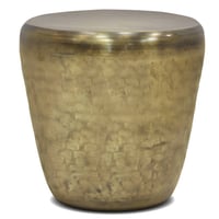 20" Beaton Metal Side Table Antique Gold - WyndenHall: No Assembly, Modern Drum Design, Accent Table