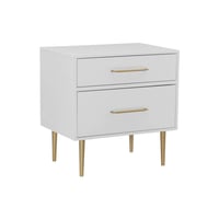 Gloria Modern Mixed Material 2 Drawer Nightstand: Chic Storage Solution - Linon