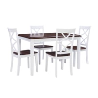 5pc Hartman X Back Chairs Wood Dining Set White - Powell: Rectangular Table, Non-Extendable, Seating for Four