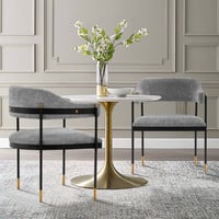 Set of 2 Lia Modern Boucle Dining Armchairs with Brushed Gold Accents - Manhattan Comfort