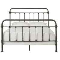 King Tilden Metal Bed Gray - Inspire Q: Vintage Style, Rounded Accents, Wood Slates Support