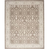 Nourison 6'x9' Eco Cycle Persian Machine Woven Area Rug Ivory/Mocha: Indoor Low Pile Botanical Floral Rug