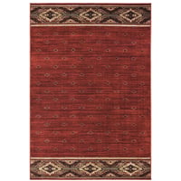 7'10"x10' Weston Geometric Border Area Rug Red/Gold - Captiv8e Designs: Rustic Indoor Low Pile, Machine Made
