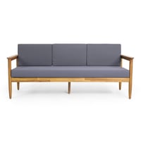 Magnolia Patio Acacia Wood 3 Seater Sofa: Water-Resistant Cushions, Slat Design - Christopher Knight Home