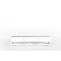 Nexera Stereo TV Stand for TVs up to 80": Modern White, 3 Drawers, Open Storage Spaces