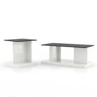 2pc Montreaux Living Room Set: Smoked Glass, MDF & Paper Veneer - miBasics