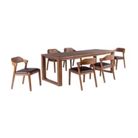 7pc Rasmus Extendable Dining Table Set with Side Chairs Chestnut - Boraam: Seats Up to 7, Solid Acacia Wood