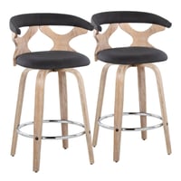 Set of 2 Gardenia Counter Height Barstools - LumiSource: Swivel, Upholstered, Foam-Filled