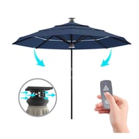 Above 11' Octagon Height 2 Series Classic Smart Outdoor Patio Market Umbrella with Remote Control - Sapphire Blue: Solar & LED Lighting