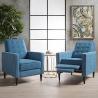 Set of 2 Mervynn Mid-Century Power Recliner Muted Blue - Christopher Knight Home: Upholstered, Beech Wood Legs
