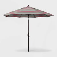 9' x 9' Sun Master Patio Umbrella Collar Tilt Crank Lift - Sunbrella Gateway Blush - Bronze Pole - California Umbrella: Weather-Resistant