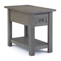 14" Garret Narrow Side Table Gray - WyndenHall: Mid-Century Modern, Acacia Wood, Metal Hardware