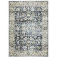 7'6"x11' Colette Washable Vintage Oriental Indoor Area Rug Charcoal/Gold - Captiv8e Designs