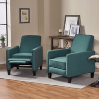 Set of 2 Darvis Contemporary Press-Back Recliners Dark Teal - Christopher Knight Home: Petite Design, Tapered Legs