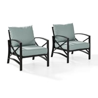 2pc Kaplan Outdoor Chair Set Mist - Crosley: Steel Frame Patio Seating with UV-Resistant Cushions