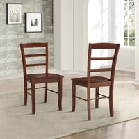 Set of 2 Madrid Ladderback Chairs Espresso - International Concepts: Rubberwood Frame, Mid-Century Modern Style