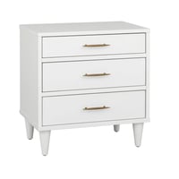 Lifestorey 3 Drawer Ana Mid Century Modern Nightstand White: Mid-Century Modern Bedside Table with Storage, MDF & Wood Veneer, Metal Glides