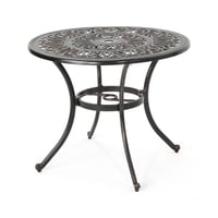 Tucson 32.5" Round Cast Aluminum Dining Table - Copper - Christopher Knight Home: Water-Resistant, Seats 4