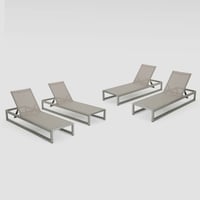 California 4Pk Aluminum Chaise Lounge: Weather-Resistant, Adjustable Backrest, Mesh Seat - Christopher Knight Home