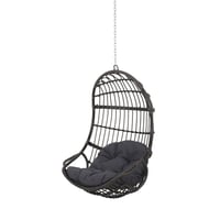 Richards Wicker Hanging Egg Chair: Plush Cushions, Metal Frame - Christopher Knight Home