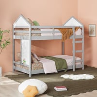 Saracina Home Skyler Contemporary Wood Twin Over Twin Kids' Bunk Bed Gray