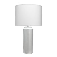 Bella Patterned Ceramic Table Lamp with Drum Shade Blue - Splendor Home: Artisan Crafted, Reactive Glaze, Linen Shade, UL Listed