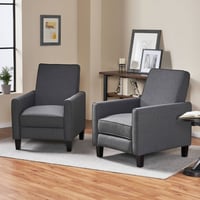 Christopher Knight Home Set of 2 Darvis Contemporary Press-Back Recliners Smoke: Upholstered Accent Chairs, Wood Frame