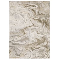 5'3"x7'6" Nirvan Marbled Abstract Indoor Area Rug Ivory/Tan - Captiv8e Designs