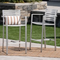 Cape Coral 2pk Aluminum Barstools Silver - Christopher Knight Home: Weather-Resistant, Patio-Friendly