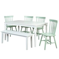 6pc Parma Rectangular Dining Set with Bench Mint - Buylateral: Spindle-Back, MDF, Mid-Century Modern