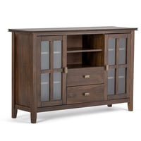 Stratford Solid Wood Tall TV Stand for TVs up to 60" Natural Aged Brown - WyndenHall: Media Storage, Adjustable Shelves