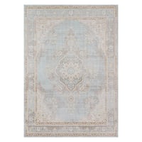 7'10"x10'6" Medallion Loomed Area Rug Blue - Momeni: Modern Rectangle, Low Pile, Indoor, Polyester, 7x10 Rug