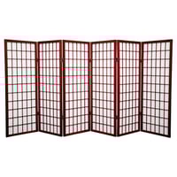4 ft. Tall Window Pane Shoji Screen - Rosewood (6 Panels): Oriental Furniture, Hardwood Frame, Metal Hardware, No Assembly Required