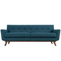 Engage Upholstered Sofa Azure - Modway: Tufted, Removable Cushions, Wood Frame