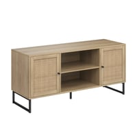 Nathan James Set of 2 Mina Rattan Tv Cabinet For Tvs Up To 50" Oak
