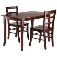 Winsome 3pc Inglewood Dining Table with 2 Ladderback Chairs Walnut : Solid Wood, Non-Extension, Rectangle