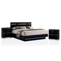 3pc California King Cavatao Bed with 2 Nightstands Black/Chrome - miBasics