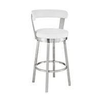 26" Kobe Counter Height Barstool - Armen Living: Swivel, Low Back, Footrest