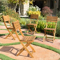 Positano 4pk Acacia Wood Foldable Dining Chairs: Weather-Resistant, No Assembly - Christopher Knight Home