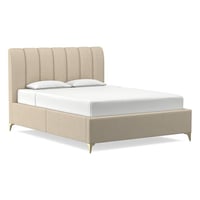 Andes Low Profile Bed, Vertical Tufted, Standard Headboard, Performance Chenille Tweed, Sand, 5" Leg Light Bronze, Full