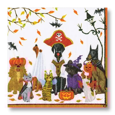 Caspari Halloween Pets Cocktail Napkins